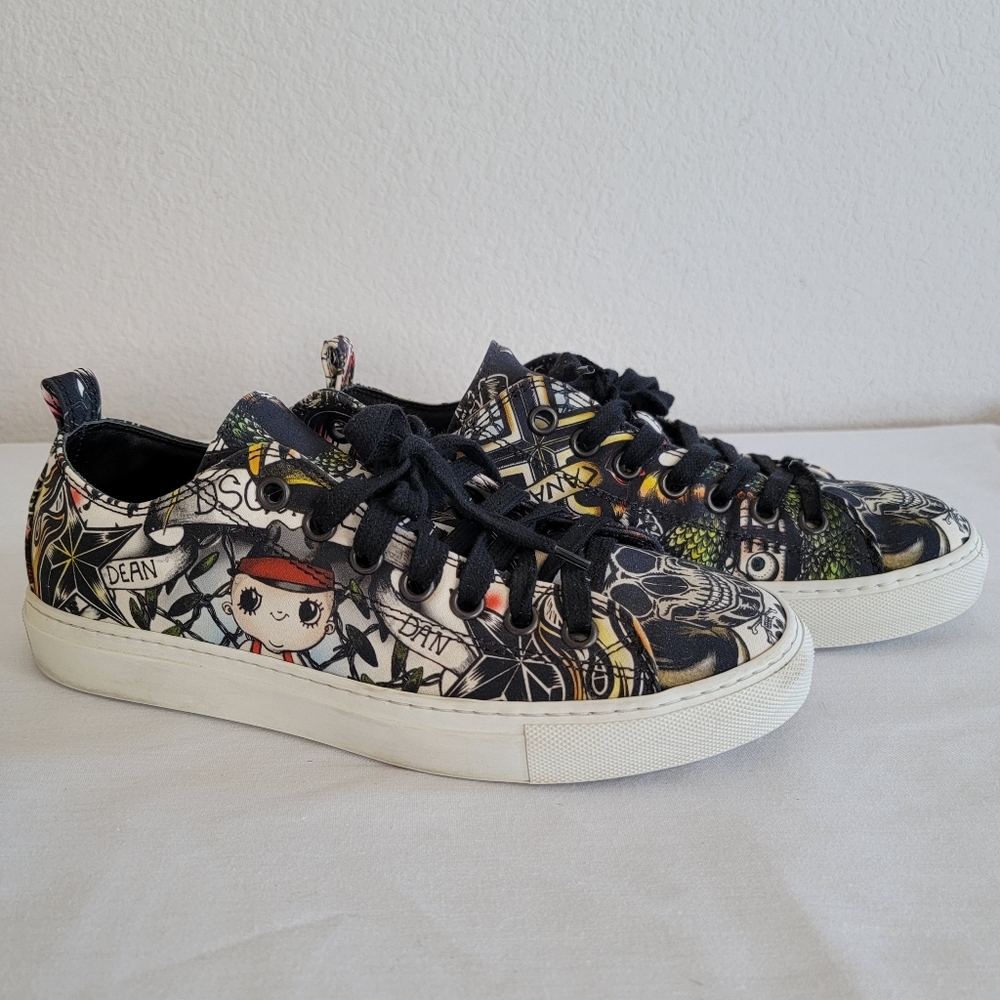 DSQUARED2 TATTOO SNEAKERS LEATHER MADE IN ITALY SIZE 41 / US 8